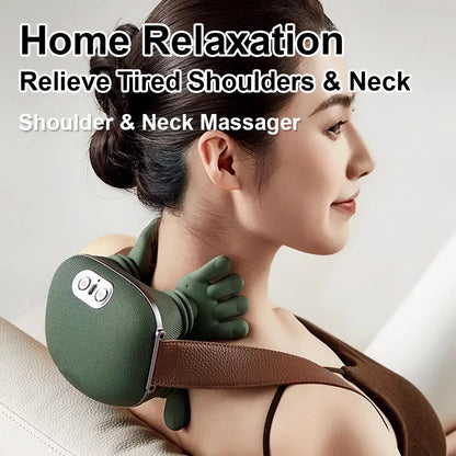 Neck Shoulder Massager Deep Tissue Shiatsu Back Cervical Massage Machine Bionic Heated Fatigue Relief Relax Muscle ﻿3-Level ﻿