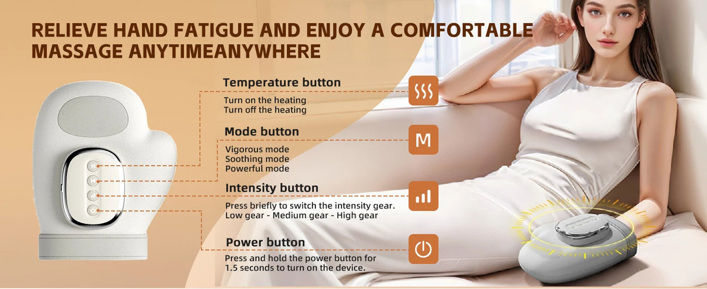 Hand Massager with Heat and Compression,Finger Massager Hand Equipment,  Wrist Muscles Massagers for Arthritis Carpal Tunnel
