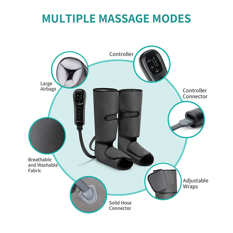 Nekteck Leg Massager Air Compression Calf Wraps Air Pressure Massage for Blood Circulation and Relaxation Lymphatic Drainage