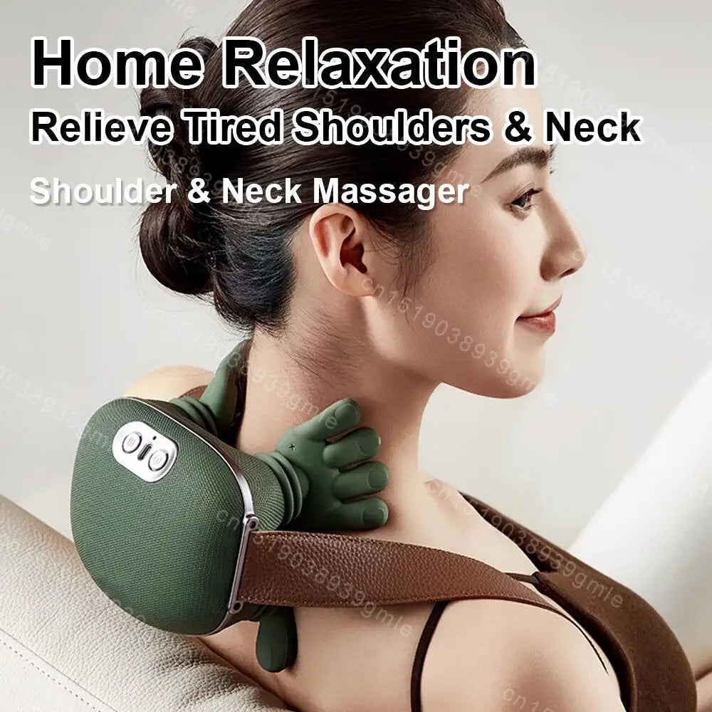 Neck Shoulder Massager Deep Tissue Shiatsu Back Cervical Massage Machine Bionic Heated Fatigue Relief Relax Muscle ﻿3-Level ﻿