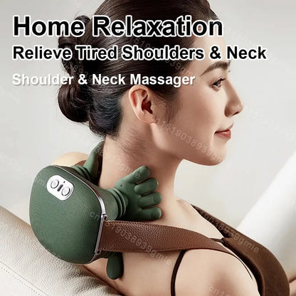 Neck Shoulder Massager Deep Tissue Shiatsu Back Cervical Massage Machine Bionic Heated Fatigue Relief Relax Muscle ﻿3-Level ﻿