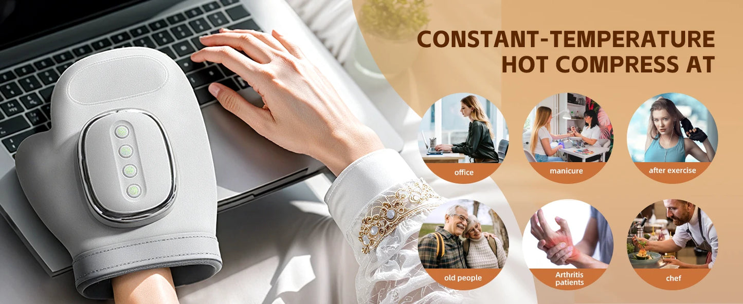 Hand Massager with Heat and Compression,Finger Massager Hand Equipment,  Wrist Muscles Massagers for Arthritis Carpal Tunnel