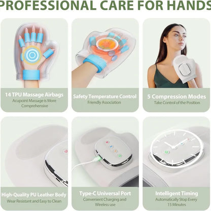 Hand Massager with Heat and Compression,Finger Massager Hand Equipment,  Wrist Muscles Massagers for Arthritis Carpal Tunnel